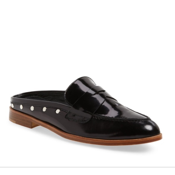 Agl Shoes - AGL Black patent leather penny loafer Mules 7.5